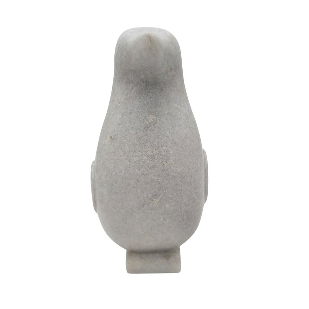 Carved White Marble Penguin Sculpture 10" Tall - Picture 3 of 6